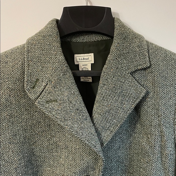 VTG L.L. Bean Women's Green Tweed Three Button Front Pocket Blazer MP - Picture 5 of 13